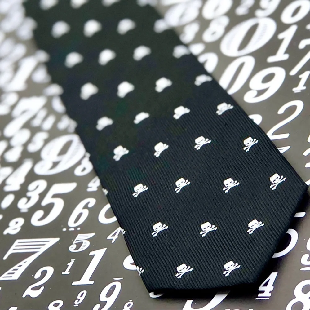 💀 Spooky Skull Tie 💀 Black & White 💯 Silk Hand Made, Kids Size, Boys or Girls